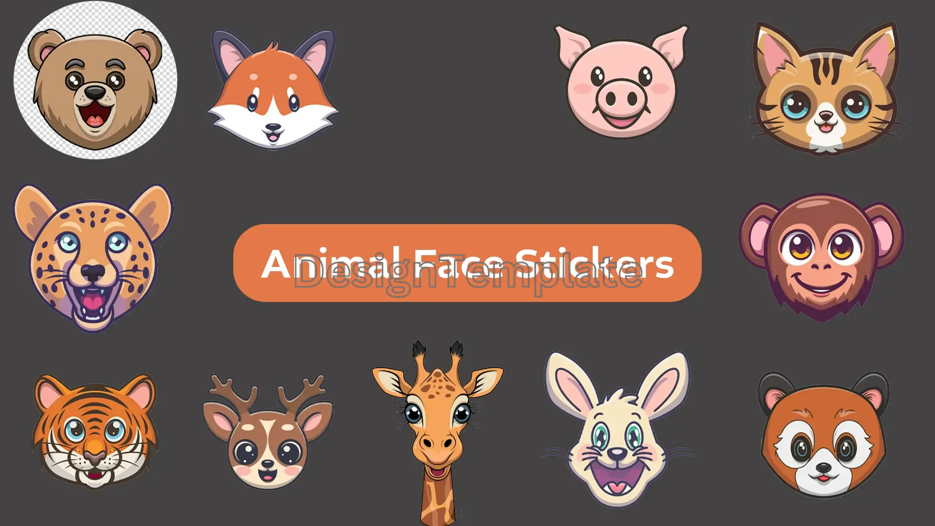 Wild Sticker Collection 3D Animal Face Graphics Pack image